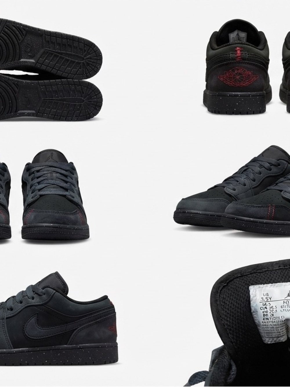 Youth Nike Air Jordan 1 Low - Black with Red Accents
